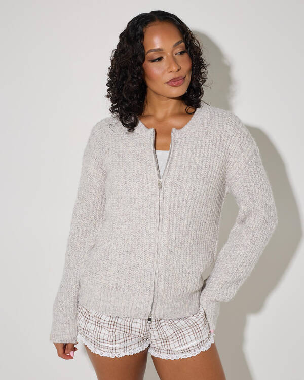 Pink Diamond Zayne Zip Up Knit Jumper