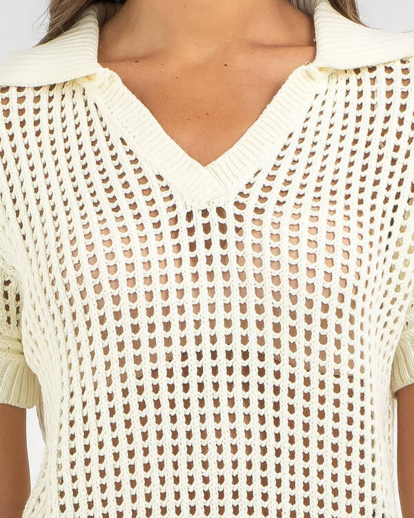 Mooloola Seaside Crochet Short Sleeve Shirt for Womens