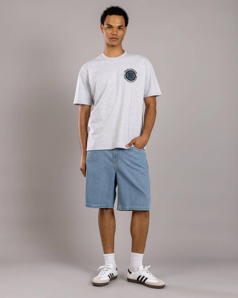 S-Double Embroidered Denim Shorts for Mens