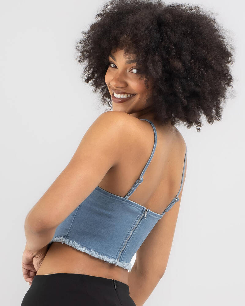 Ava And Ever Shania Denim Corset Top for Womens