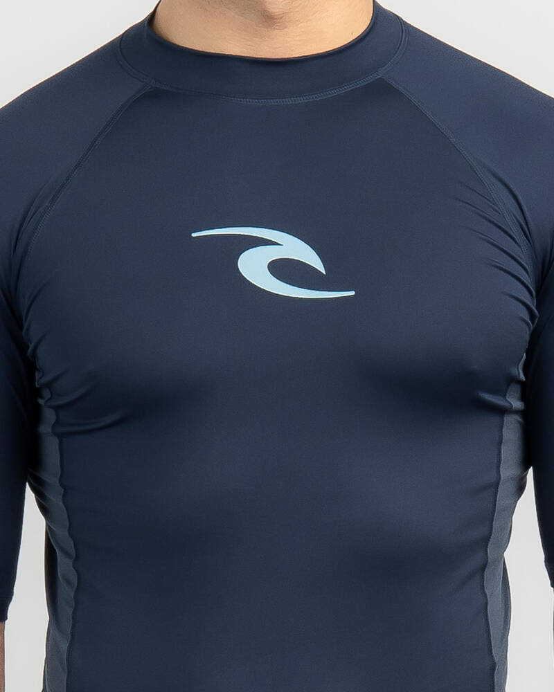 Shop Rip Curl Waves UPF Perf Short Sleeve Rash Vest In Dark Navy - Fast ...