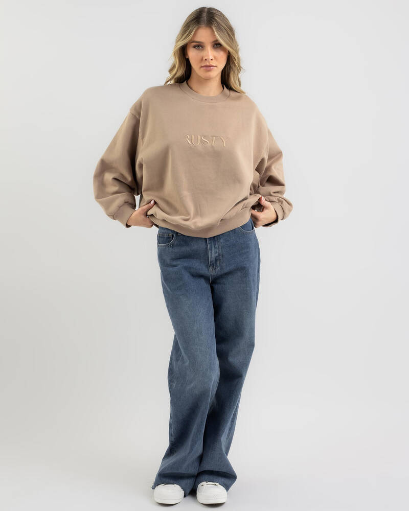 Rusty Signature Oversized Crewneck Sweatshirt for Womens