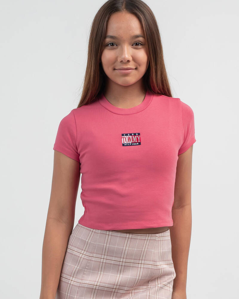 Tommy Hilfiger Girls' Timeless Tommy Cropped T-Shirt for Womens
