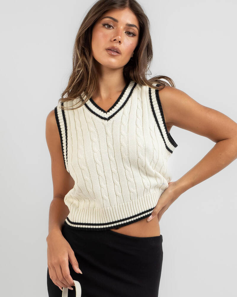 Ava And Ever Science Club Cable Knit Vest for Womens