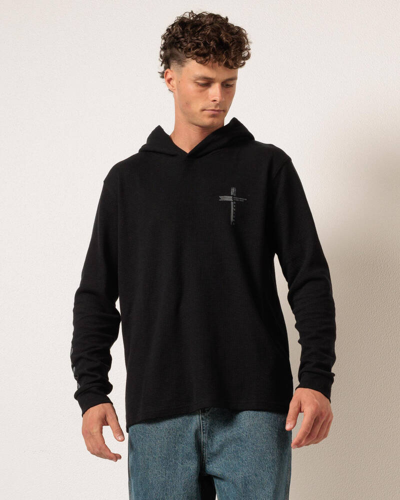 Lucid Divinity Waffle Hooded Long Sleeve T-Shirt for Mens