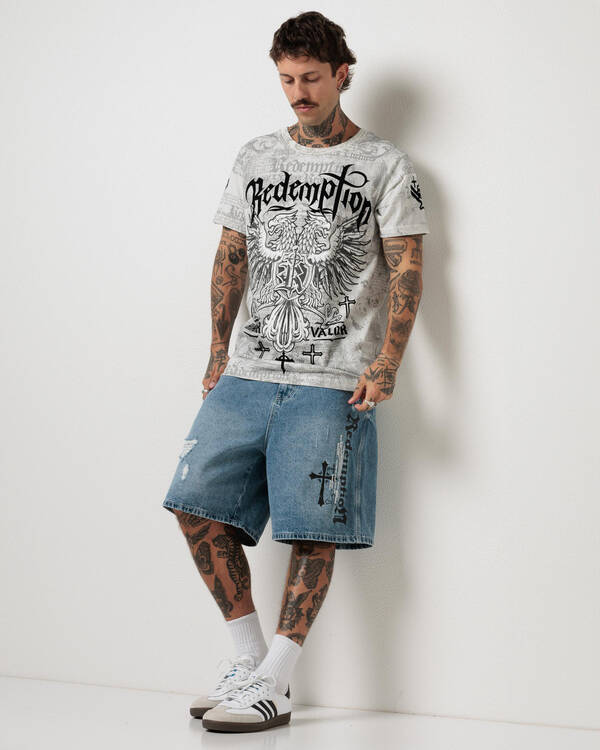 Redemption Salvation Denim Walk Shorts for Mens