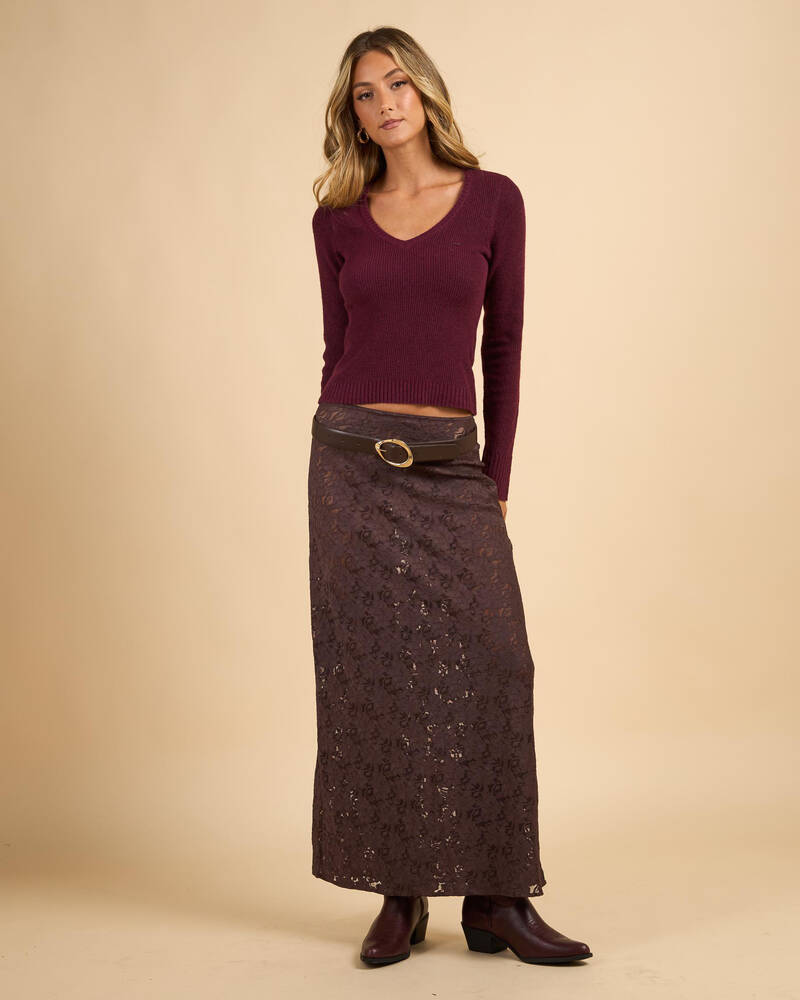 Mooloola Mariah V Neck Knit Top for Womens