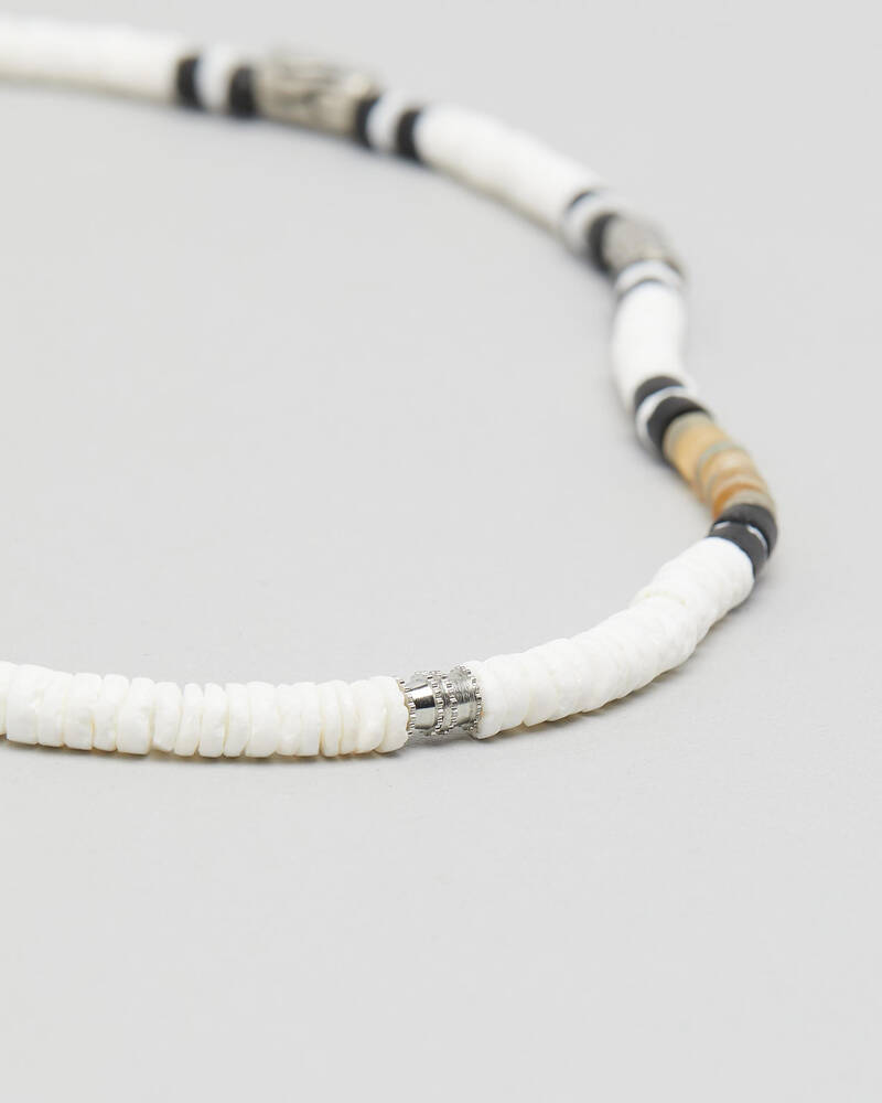 Classics 77 White Shell / Metal Wave Bead Necklace for Mens