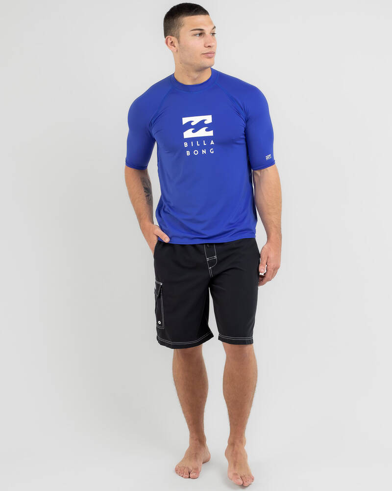 Shop Billabong Union Short Sleeve Rash Vest In Cobalt Fast Shipping