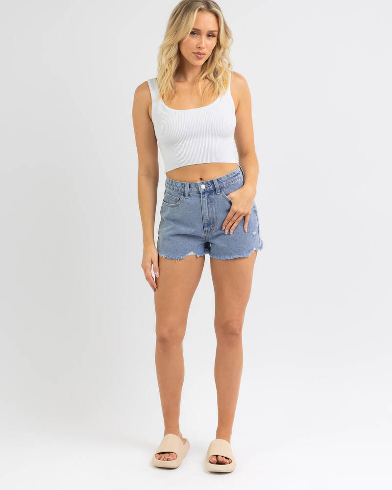 Shop Rusty Frankie Frayed Shorts In Sky Blue - Fast Shipping & Easy ...