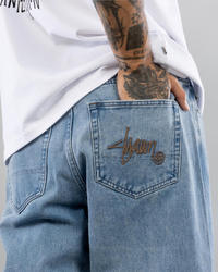 S-Double Embroided Denim Standard Jeans for Mens image number null