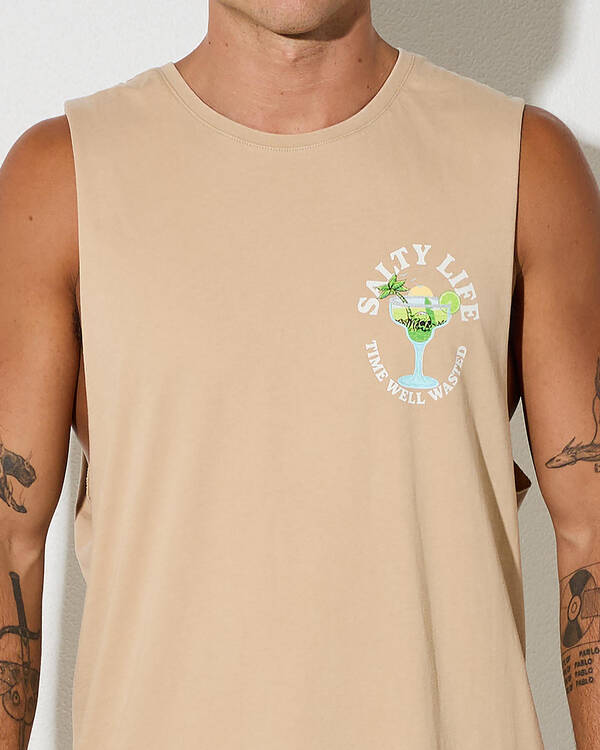 Salty Life Time Well Wasted Muscle Tank for Mens