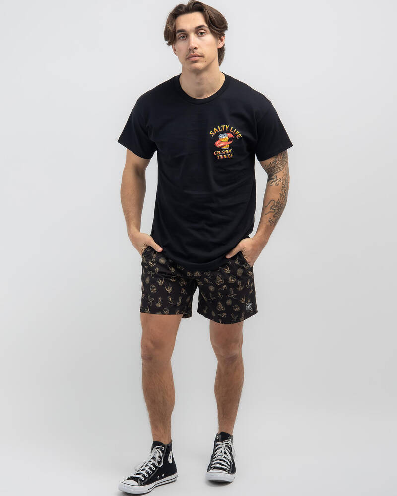 Salty Life Nautical Elastic Waist Shorts for Mens