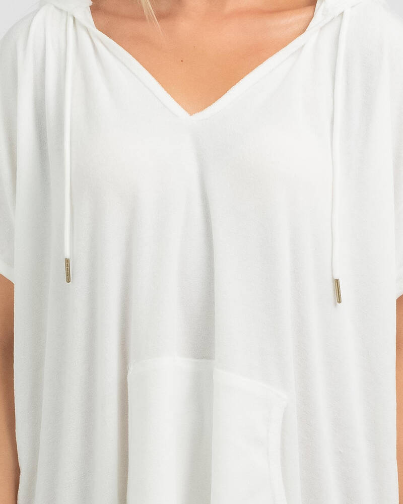 Shop Topanga Tara Towelling Beach Cover In White Fast Shipping & Easy