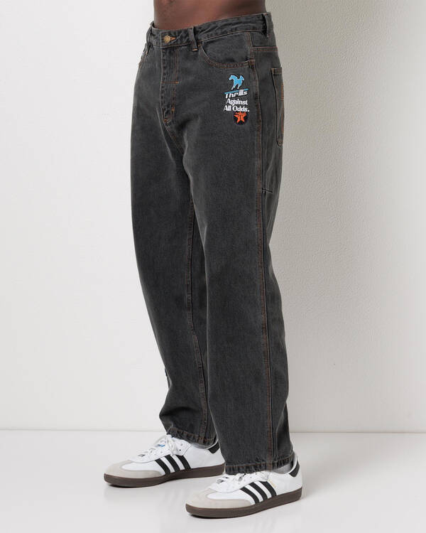 Thrills Against All Odds Mid Slacker Relaxed Long Denim Jeans for Mens