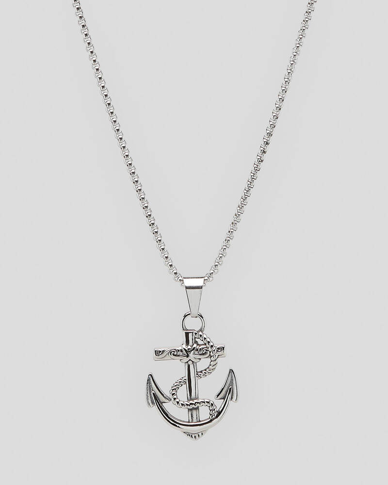 REPUBLIK Silver Anchor Necklace for Mens
