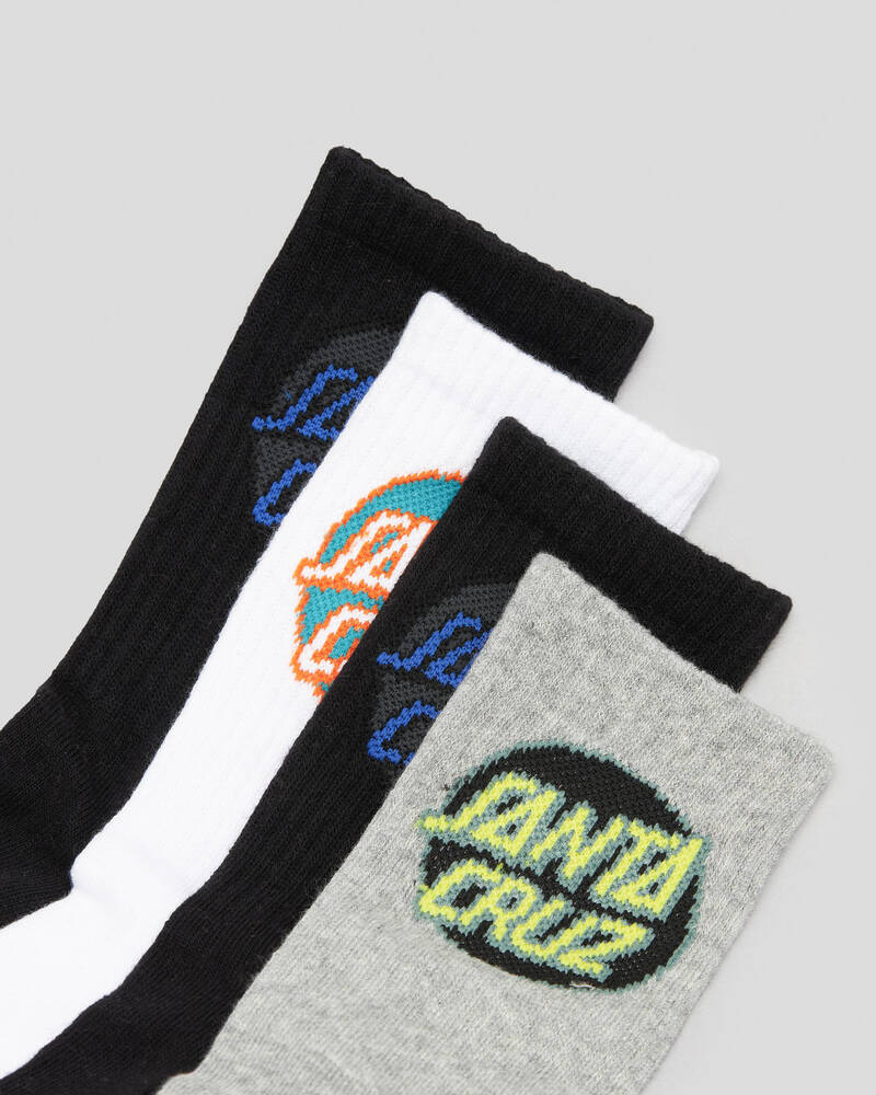 Santa Cruz Boys' Other Dot Crew Socks 4 Pack for Mens