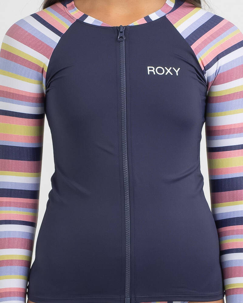 Roxy Girls' Lovely Shine Long Sleeve Zip Rash Vest for Womens