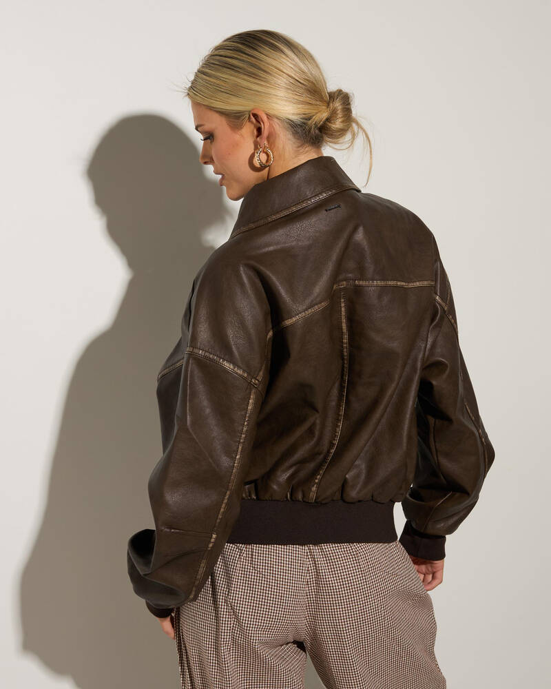 Ava And Ever Garage Faux Leather Bomber Jacket for Womens