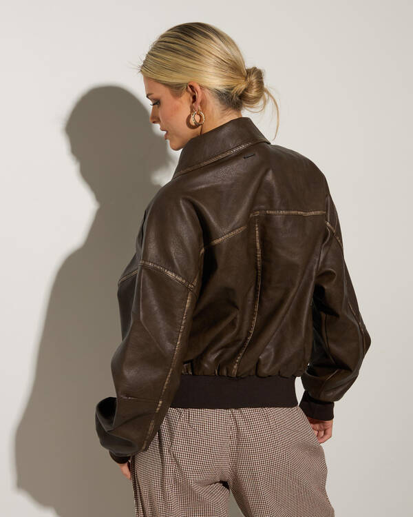 Ava And Ever Garage Faux Leather Bomber Jacket for Womens