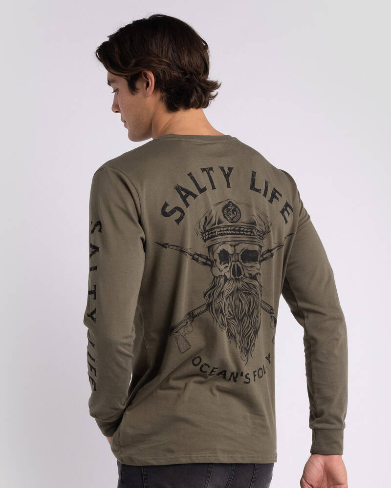 Salty Life Black Beard Long Sleeve T-Shirt for Mens