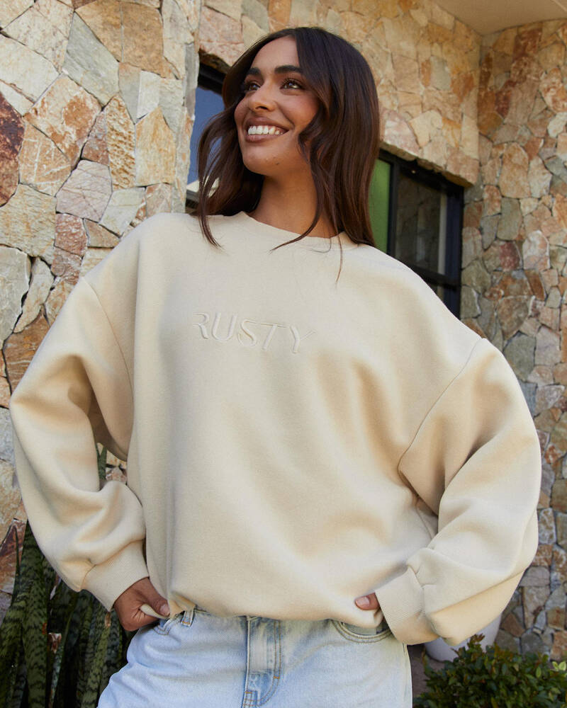 Rusty Signature Oversized Crewneck Sweatshirt for Womens