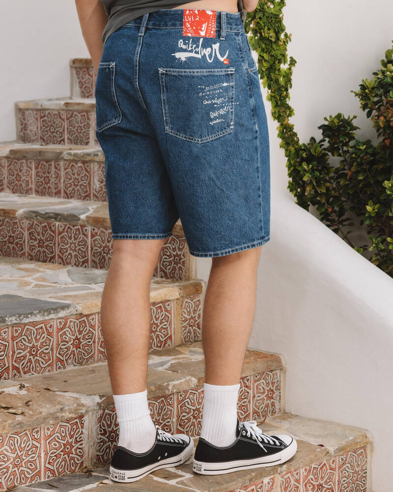 Quiksilver Impaired Baggy Denim Shorts for Mens