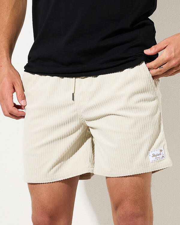 Ridge Cord Elastic Waist Shorts