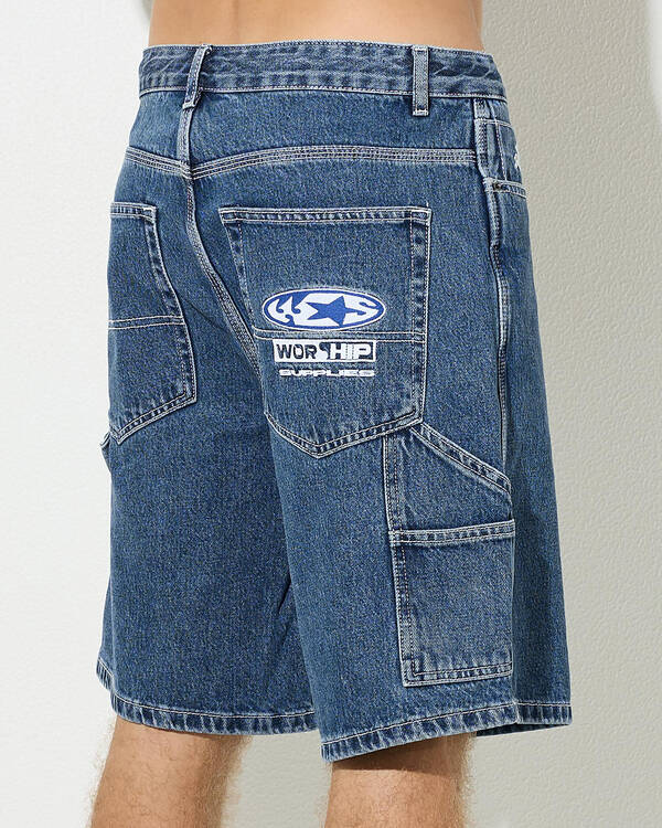 Worship Supplies Synth Carpenter Jean Shorts for Mens