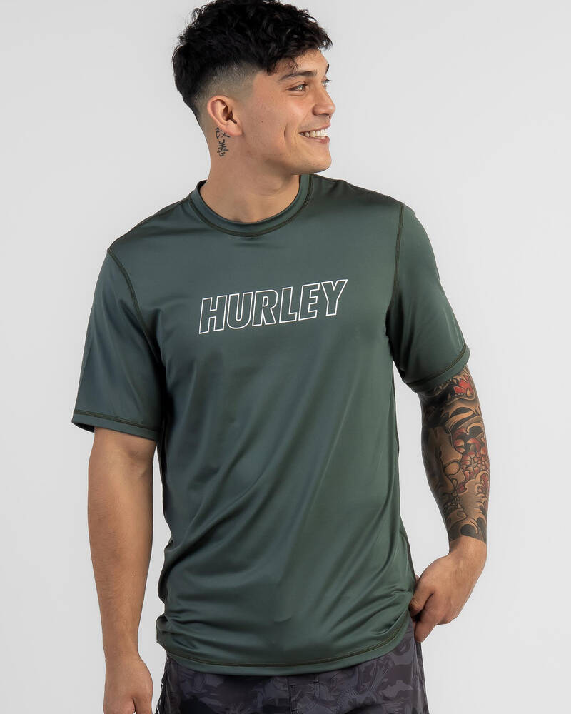 Hurley Fast Lane Outline Short Sleeve Rash Vest for Mens