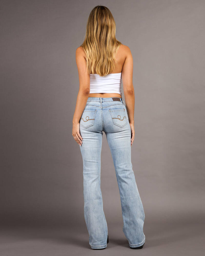 DESU Crush Low Waist Flare Jeans for Womens