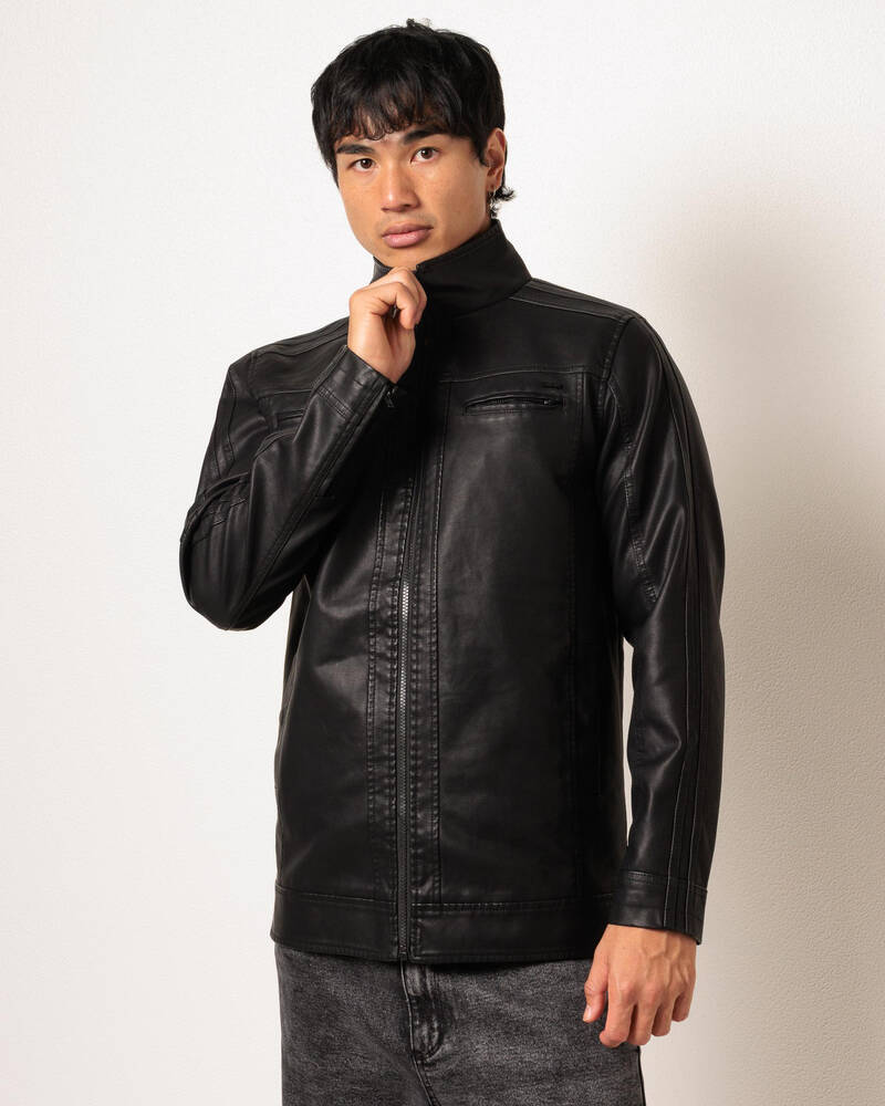 Dexter Scatter Hooded Faux Leather Jacket for Mens