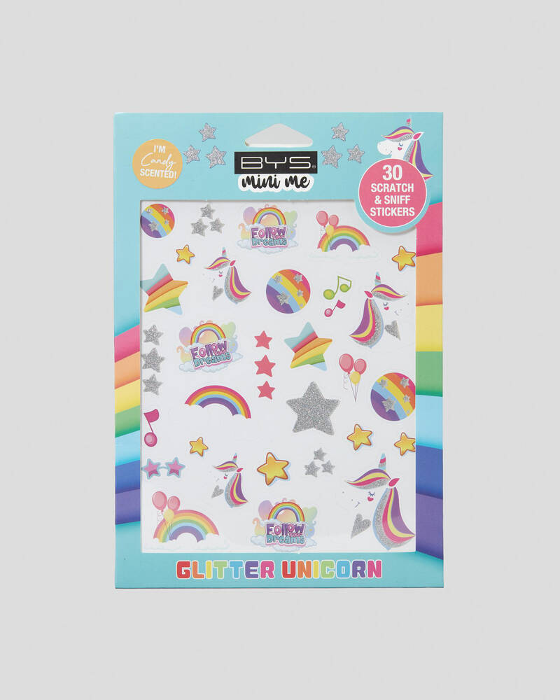 Shop BYS Glitter Unicorn Scratch & Sniff Stickers In Multi Fast