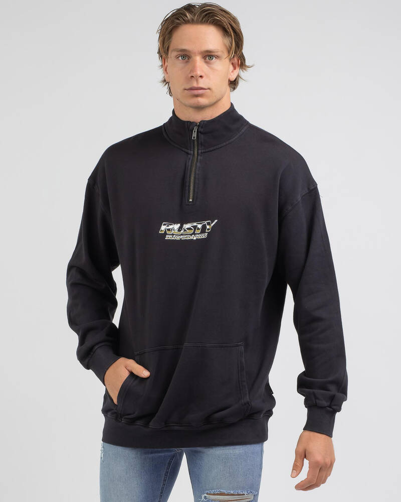 Rusty Back Wash 1/4 Zip Fleece Sweatshirt for Mens