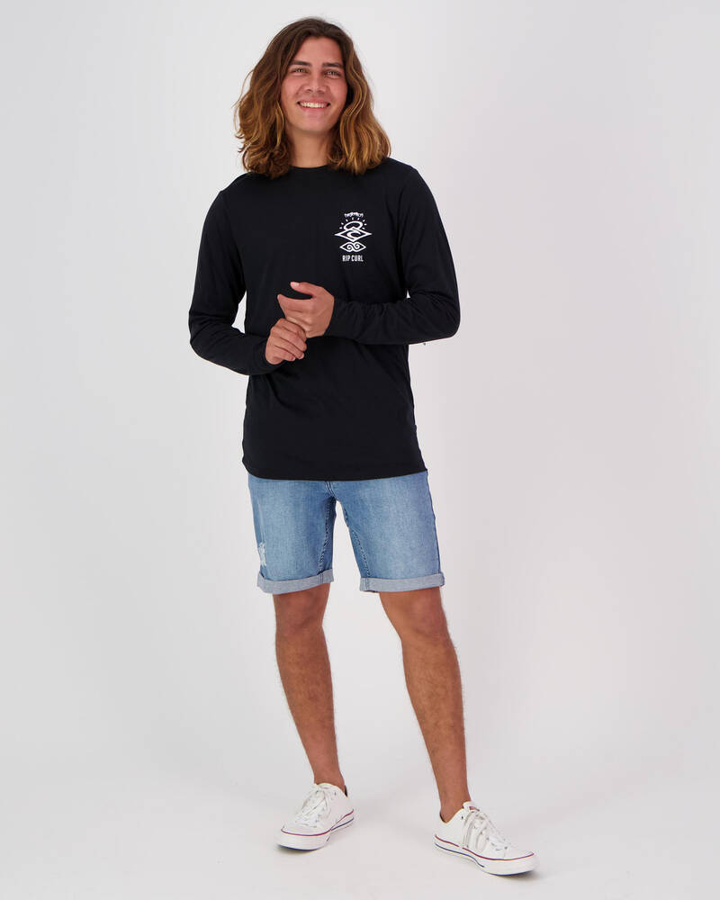Rip Curl Search Logo Long Sleeve Rash Vest for Mens image number null