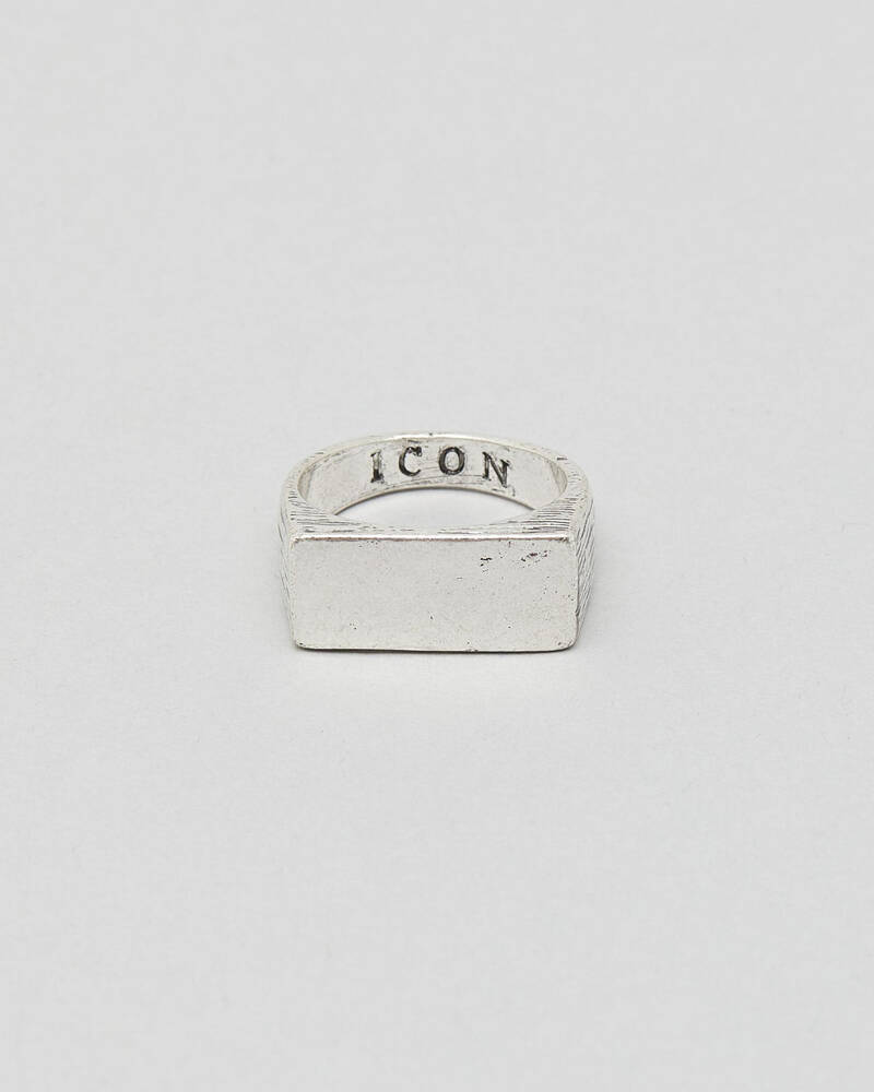 Icon Brand Stone Engraved Signet Ring for Mens