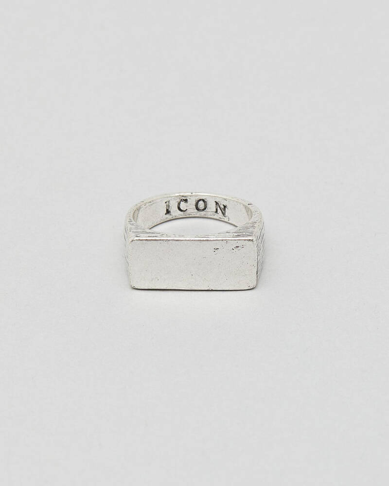 Icon Brand Stone Engraved Signet Ring for Mens