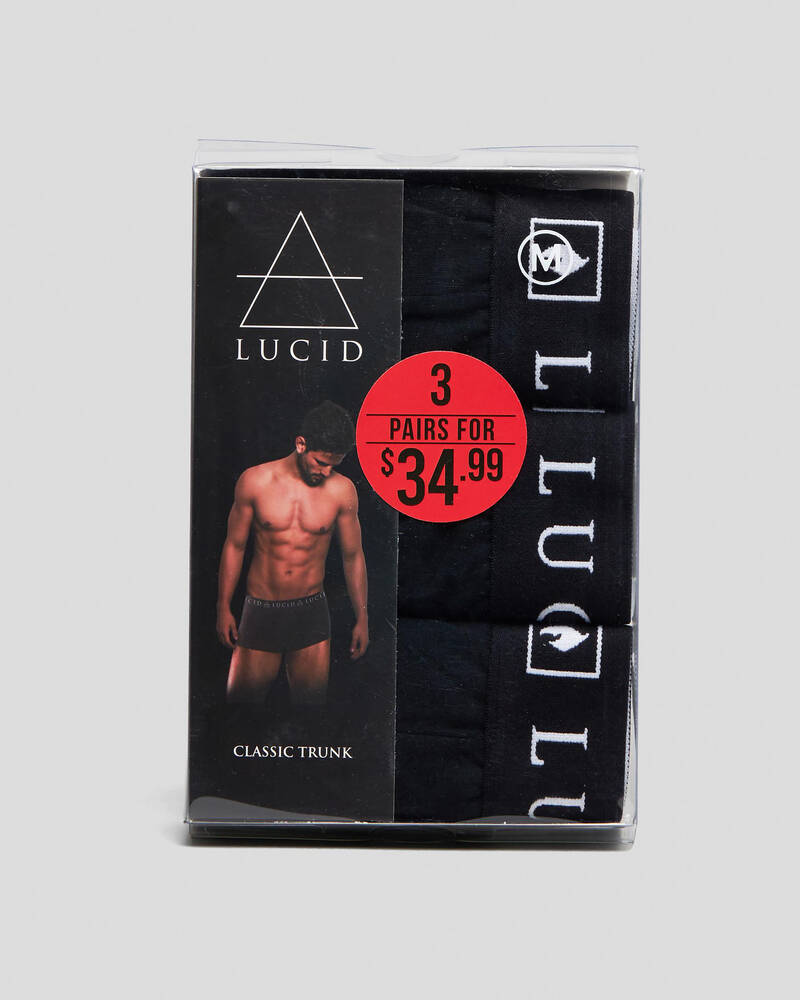 Lucid All Black Fitted Boxers 3 Pack for Mens