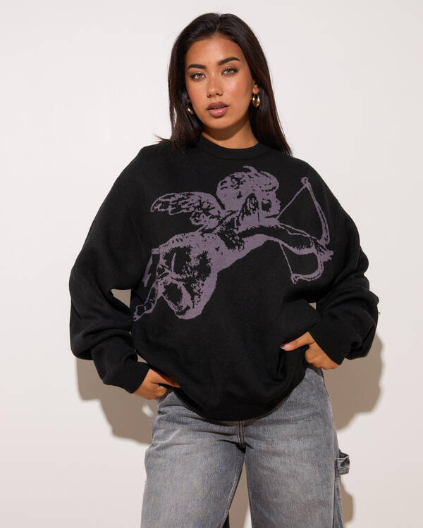 Worship Supplies Cherub Box Fit Crew Knit Sweater for Womens