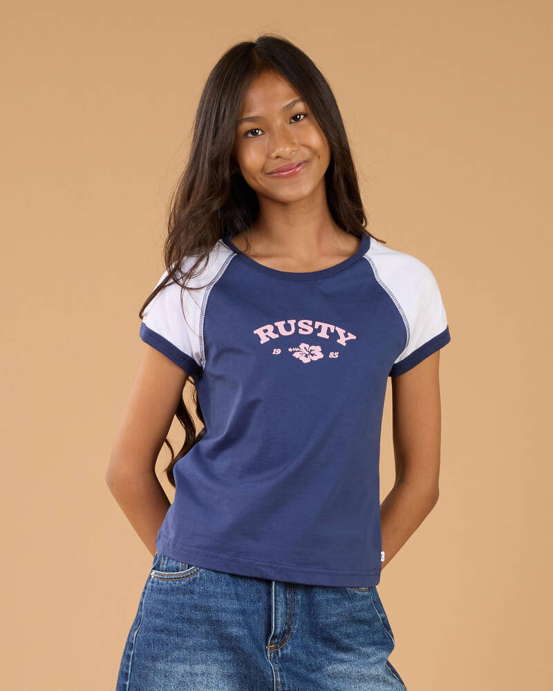 Rusty Girls' Riley Raglan Baby Tee for Womens