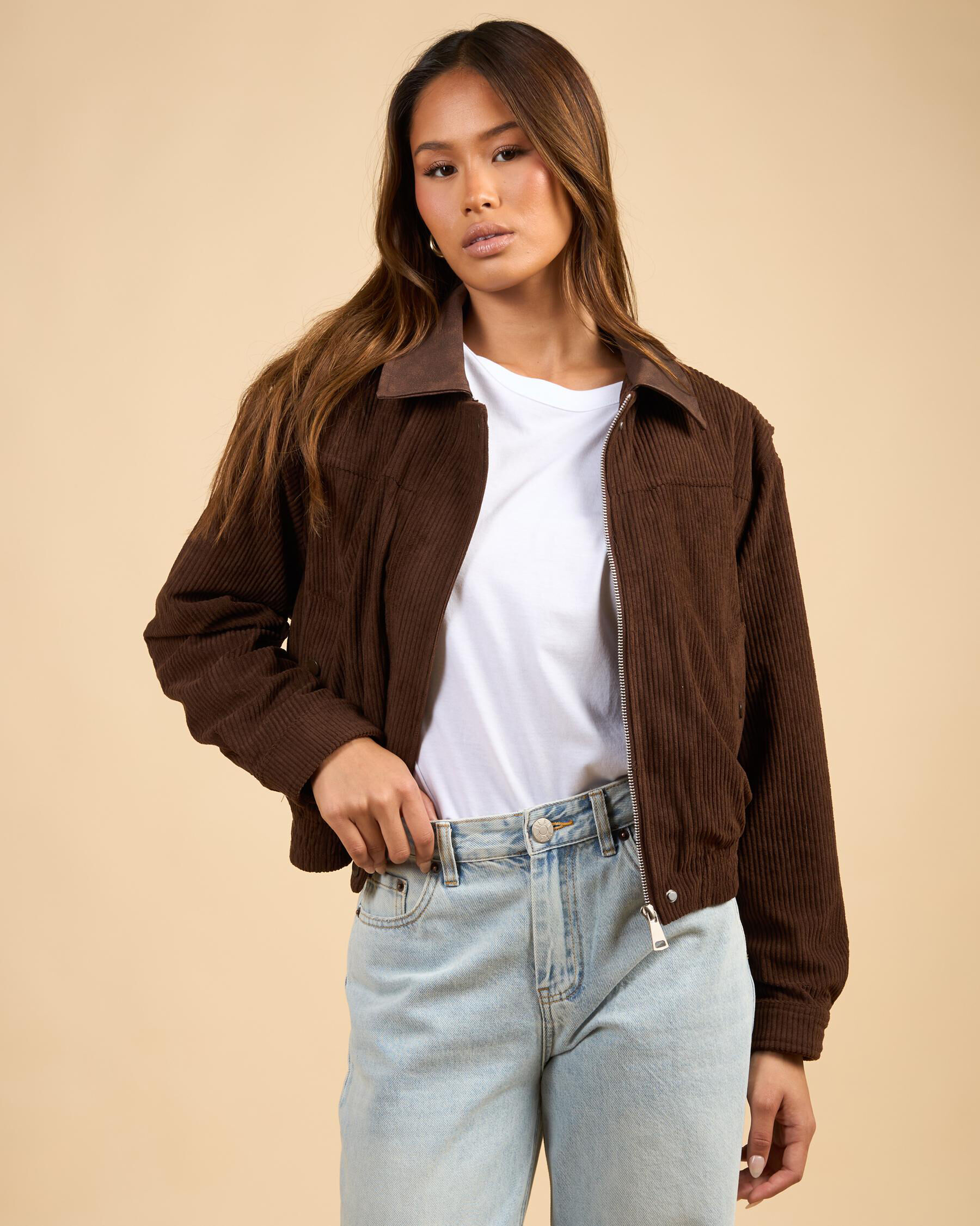 Ava And Ever Bexley Cord Jacket In Chocolate - FREE* Shipping