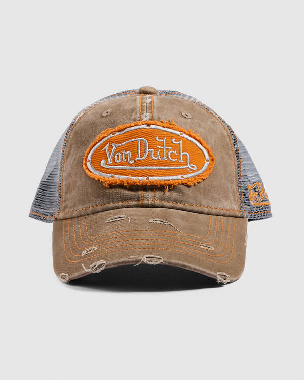 Von Dutch Contrast Distressed Trucker Cap for Mens
