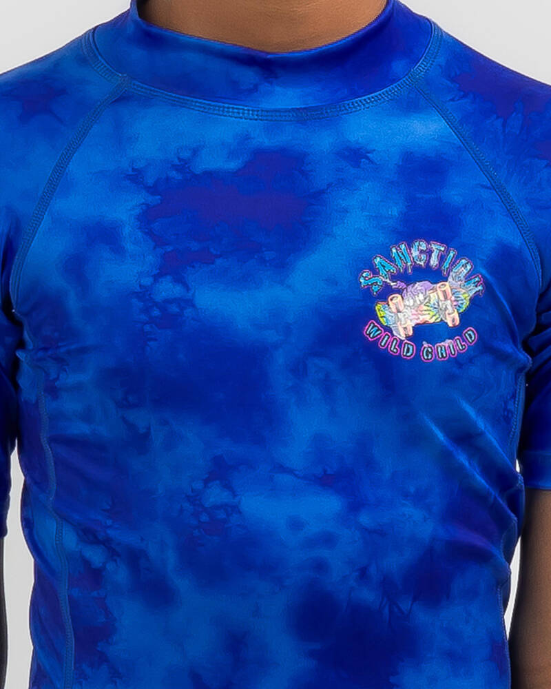 Sanction Boys' Grind Short Sleeve Rash Vest In Blue Mottle FREE