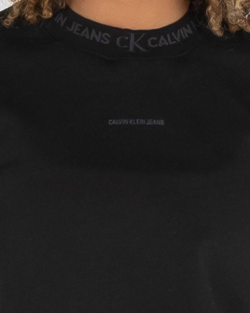 Calvin Klein Logo Trim Crew Neck Sweatshirt for Womens