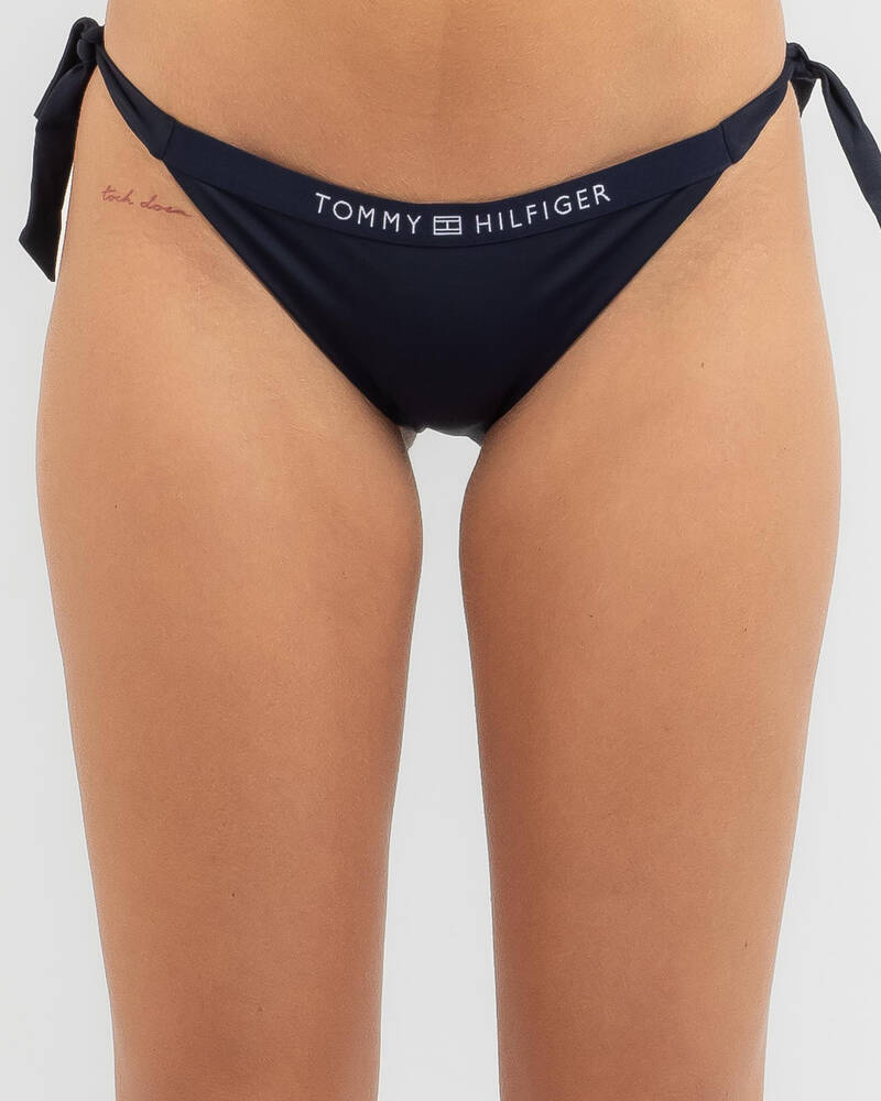 Tommy Hilfiger Core Solid Logo Side Tie Cheeky Bikini Bottom for Womens