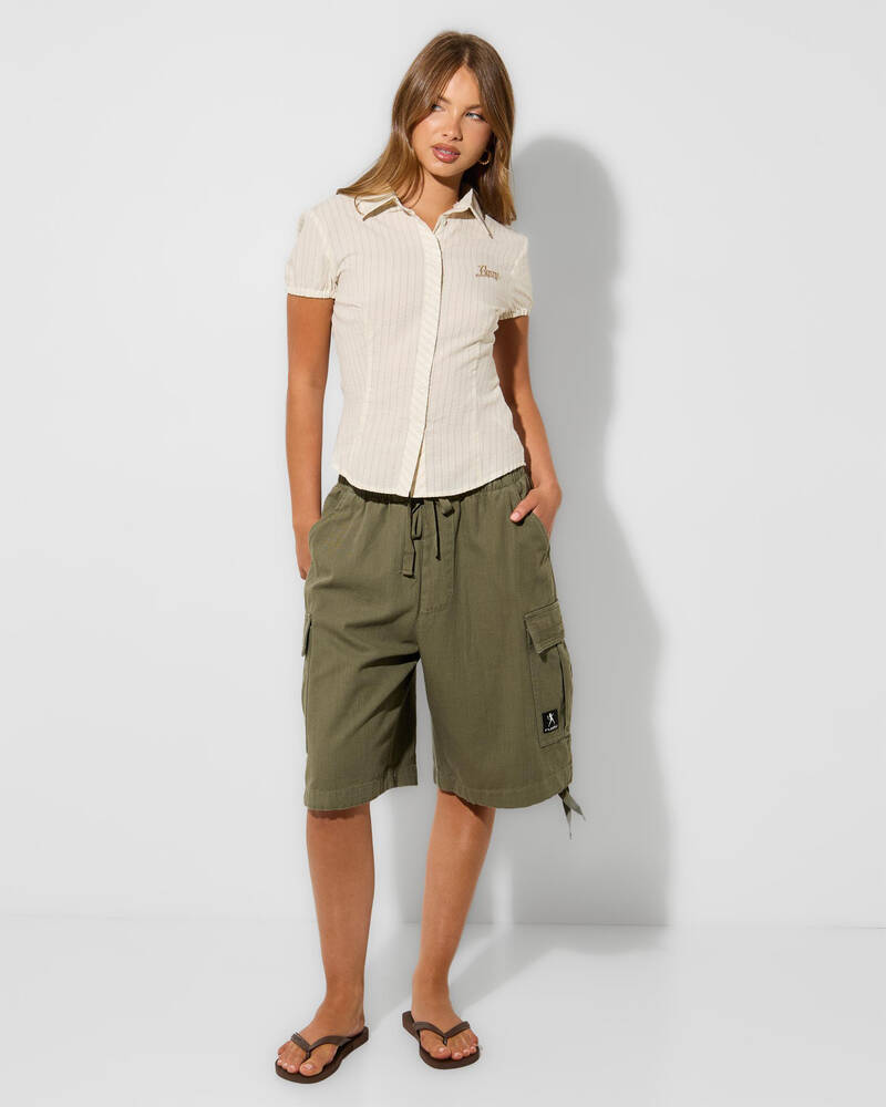 Rusty River Low Rise Baggy Cargo Shorts for Womens