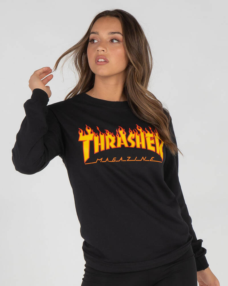 Thrasher Flame Long Sleeve T-Shirt for Womens