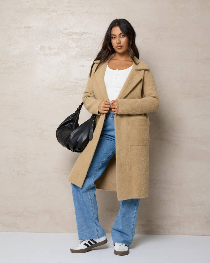 Shop Ava And Ever Hyde Knit Coatigan In Beige - Fast Shipping & Easy