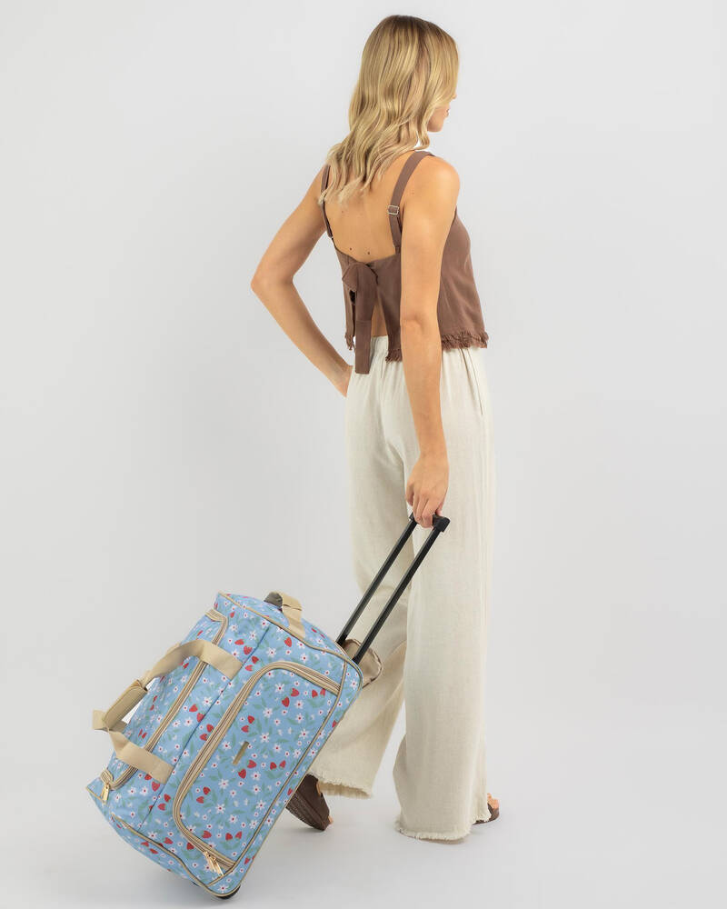 Mooloola Strawberry Fields Small Wheeled Travel Bag for Womens