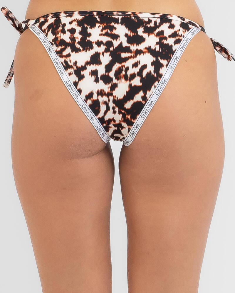 Calvin Klein Core Logo Tape String Side Tie Bikini Bottom for Womens